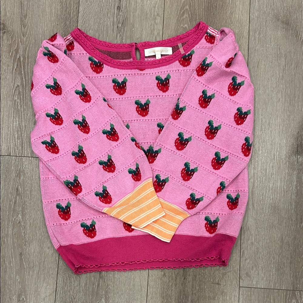 LoveShackFancy Pink Strawberry Knit Top